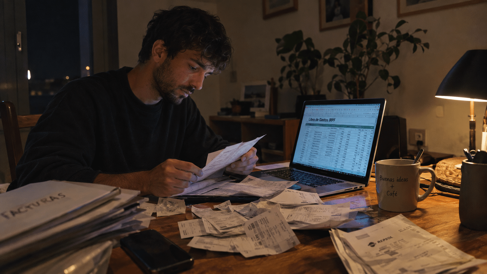 Autónomo llevando el libro de gastos para autonomos para deducirlos en el IRPF