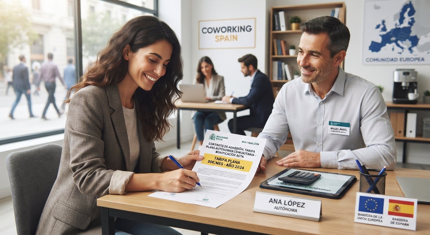 Ciudadano europeo tramitando su alta con tarifa plana para autónomos comunitarios en España